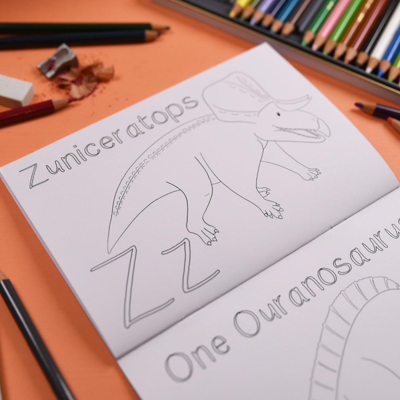 Colouring Book-ALADCB - Amazing Dinosaurs Alphabet Colouring Book-Button & Squirt