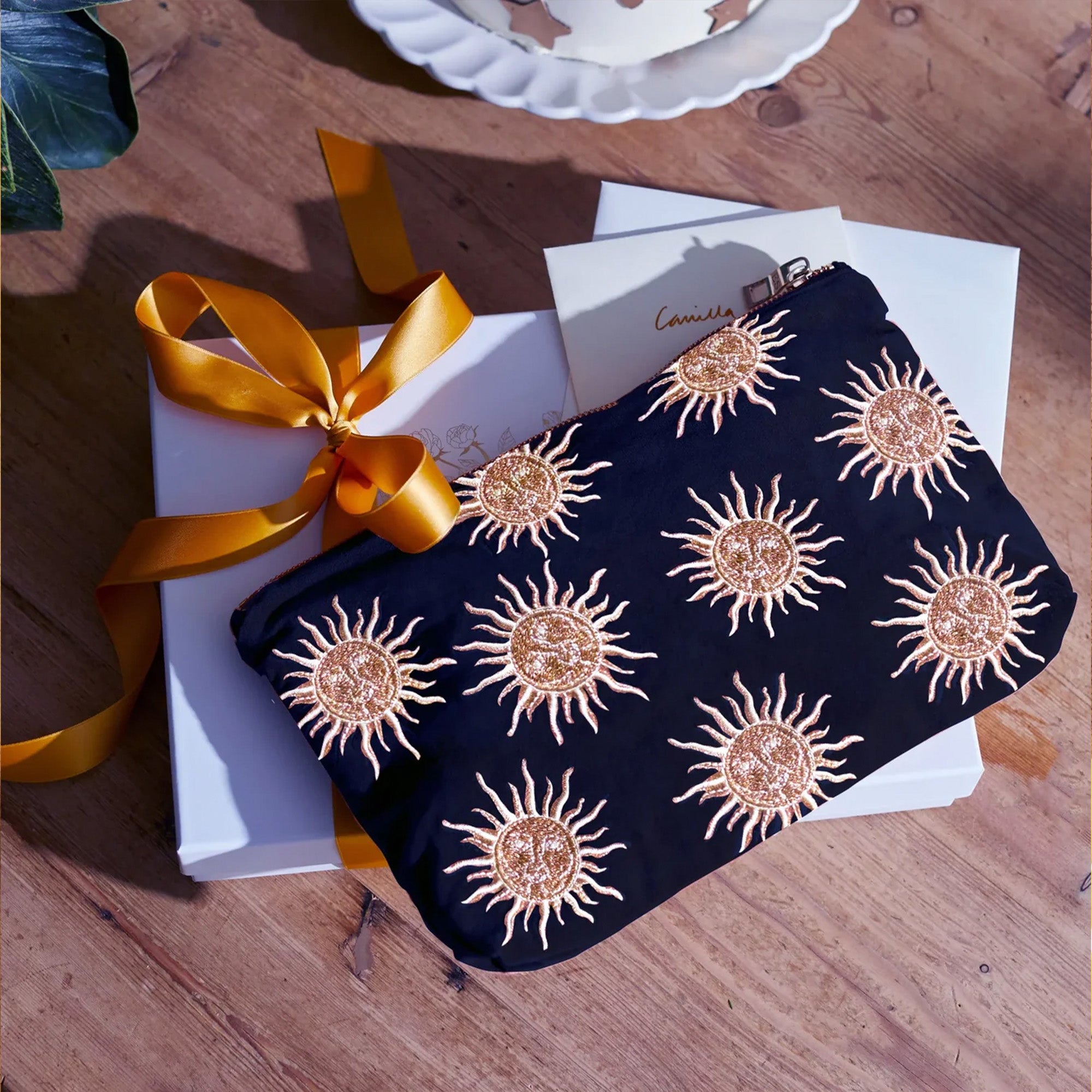 Sun Goddess Navy Velvet Everyday Pouch - Whistlefish