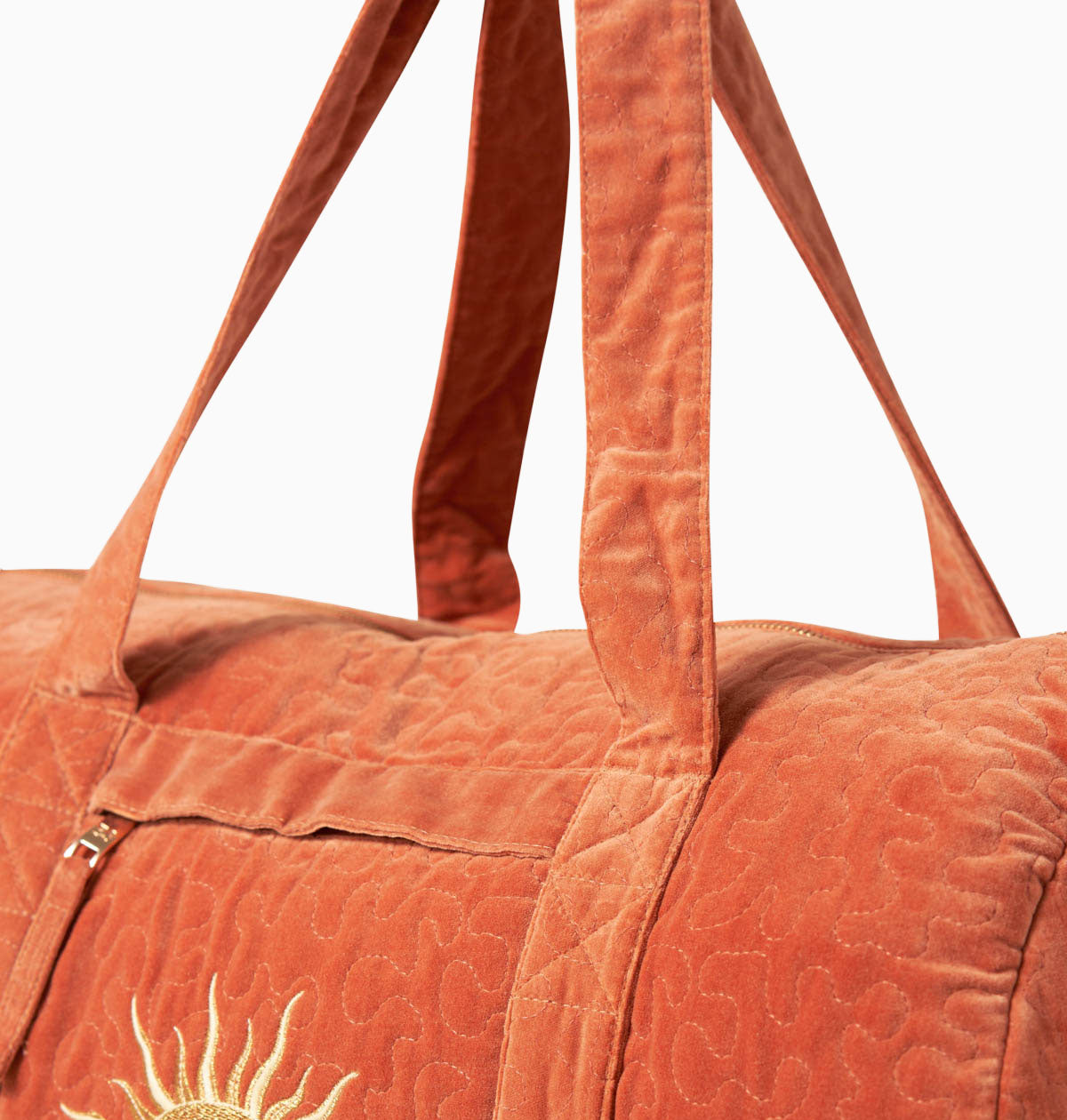 Overnight Bag-82188 - Sun Goddess Rust Velvet Overnight Bag-Elizabeth Scarlett