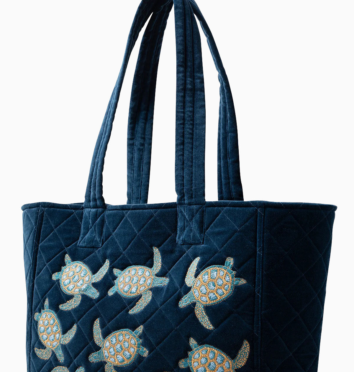 Velvet Tote-85387 - Turtle Marine Navy Tote-Elizabeth Scarlett