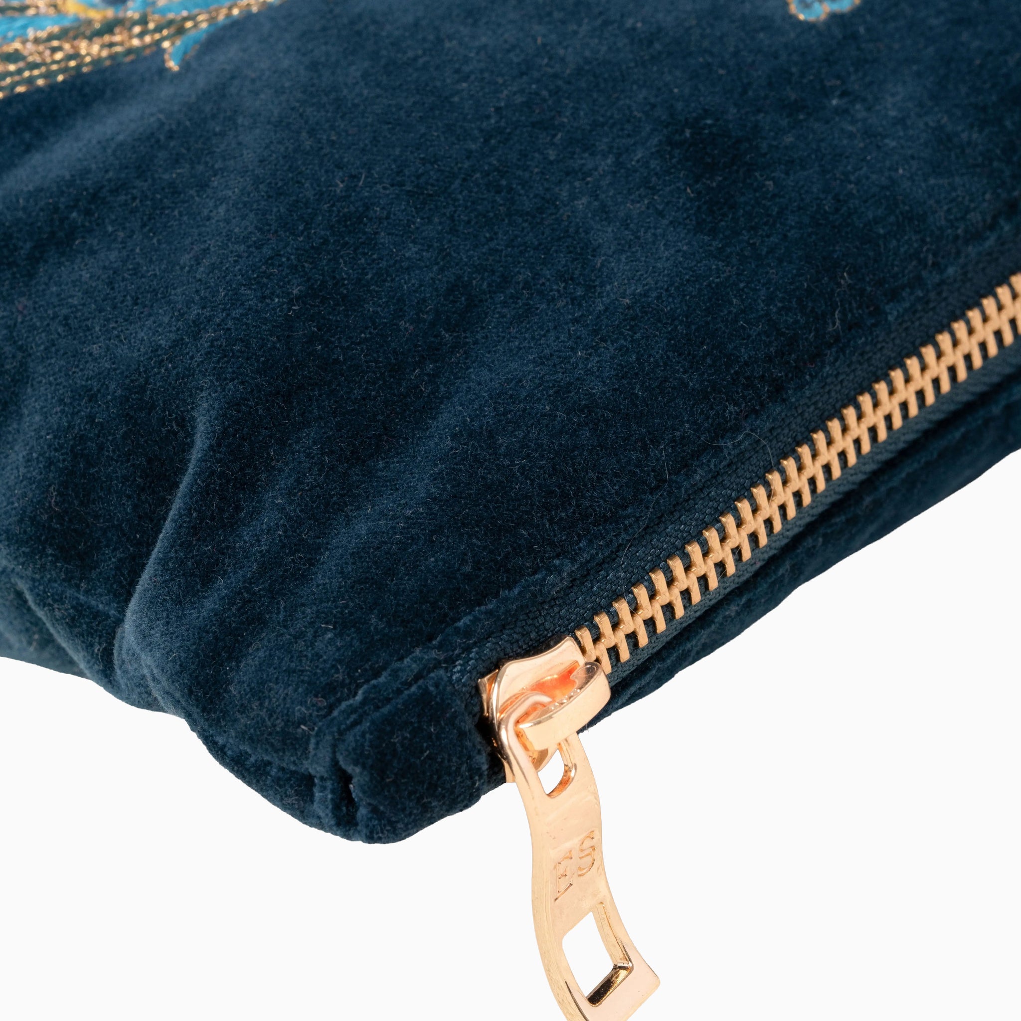 Pouch-86582 - Peacock Floral Velvet Everyday Pouch-Elizabeth Scarlett