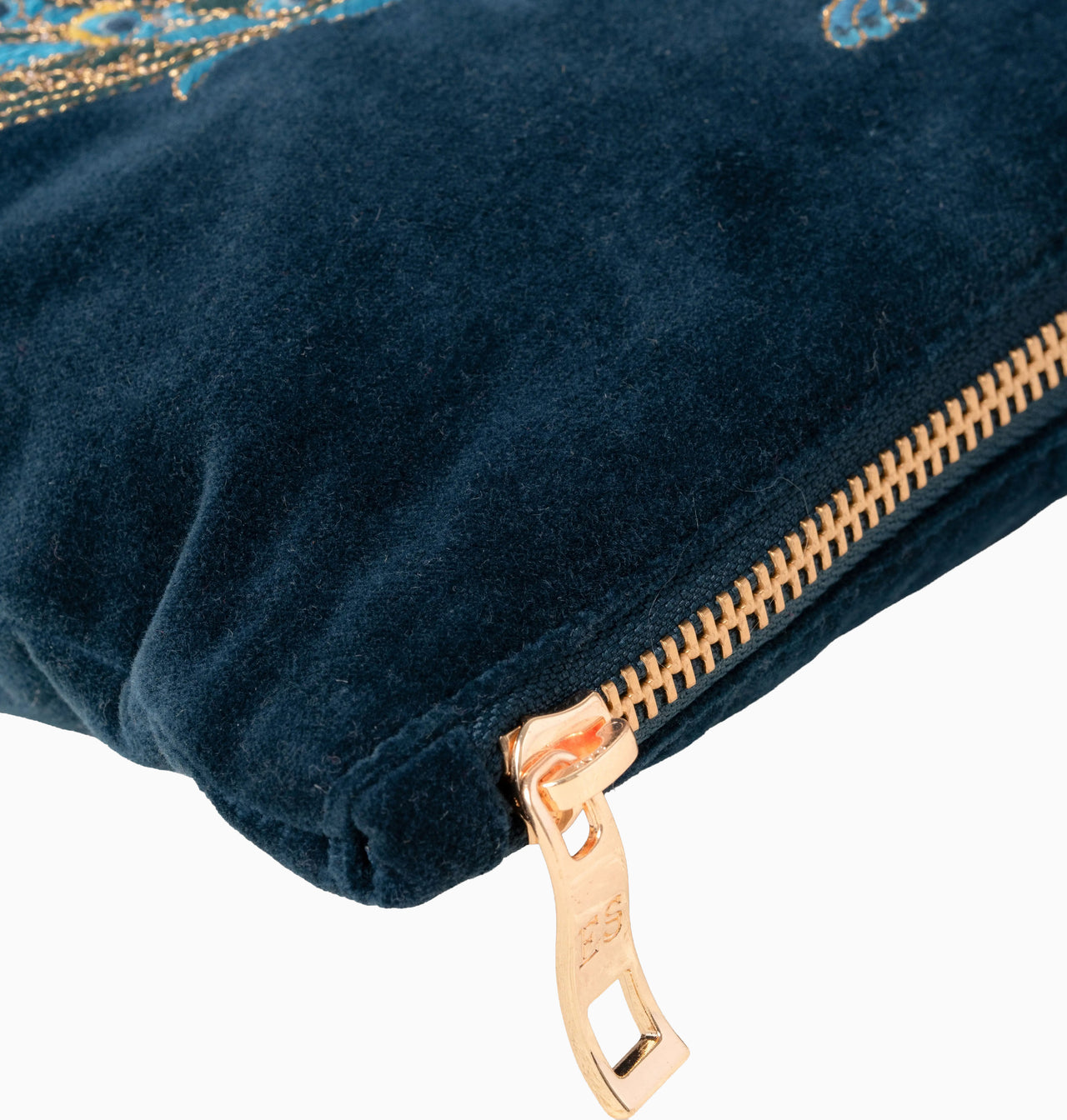 Pouch-86582 - Peacock Floral Velvet Everyday Pouch-Elizabeth Scarlett