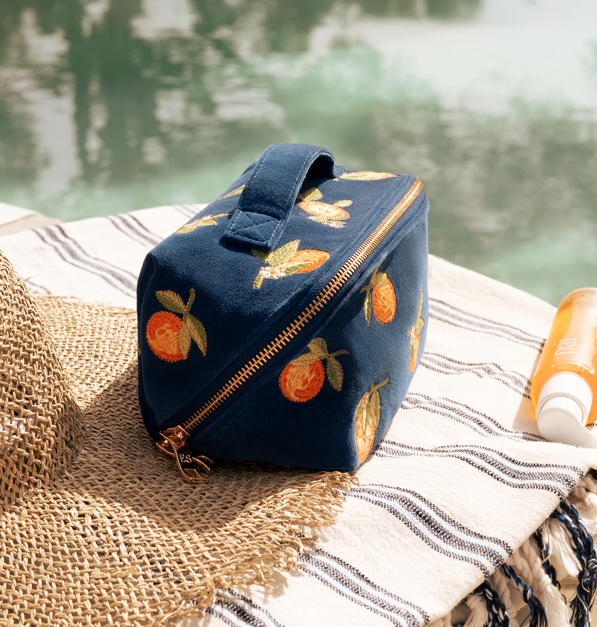 Makeup Bag-89965 - Orange Blossom Open Flat Makeup Bag-Elizabeth Scarlett