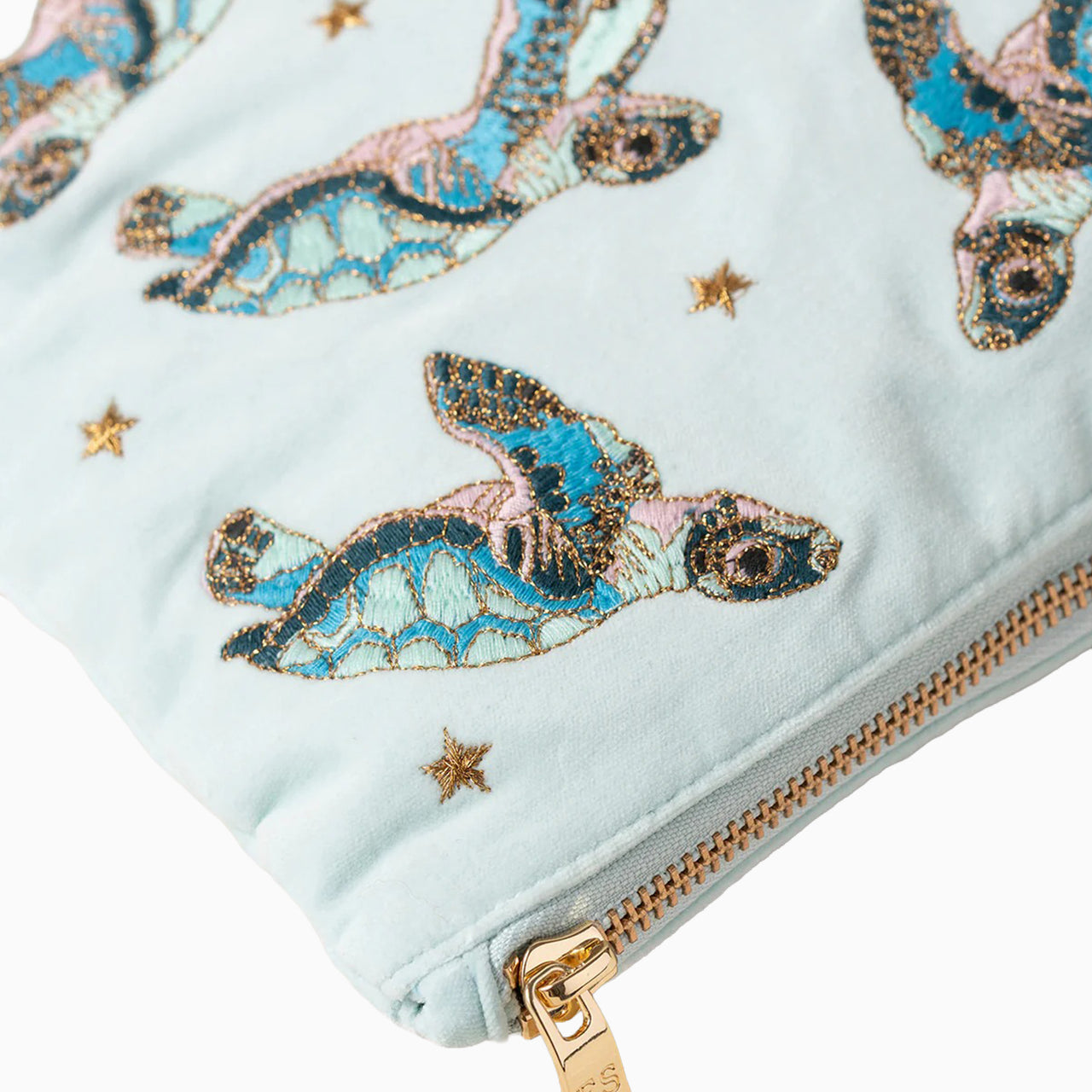 Pouch-98738 - Baby Turtle Ice Blue Velvet Everyday Pouch-Elizabeth Scarlett