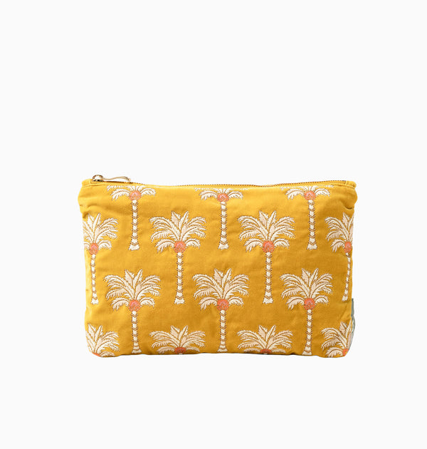 99117 - Sunrise Palm Mustard Velvet Everyday Pouch