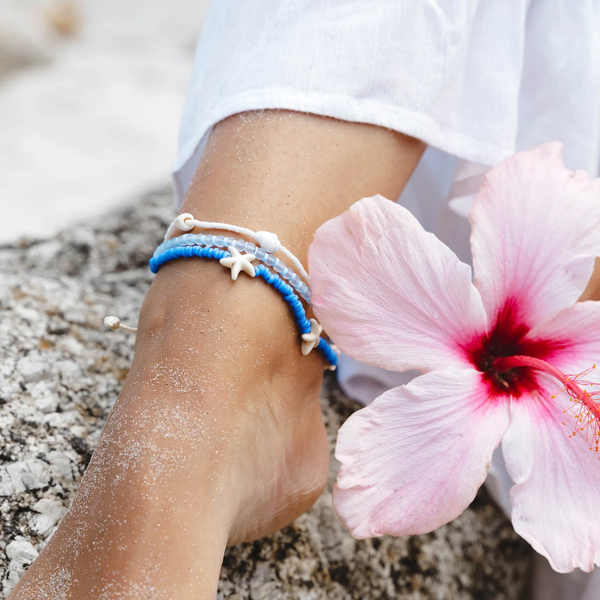 Anklet-KALGA-001 - Tidepool Star Beach Blue Anklet-Pineapple Island