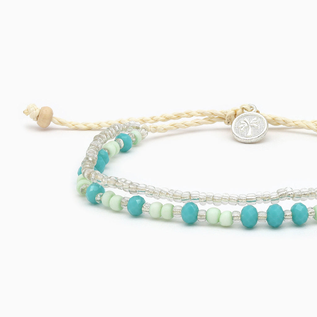 Anklet-PA-152 - Haula Beach Green Beaded Anklet-Pineapple Island