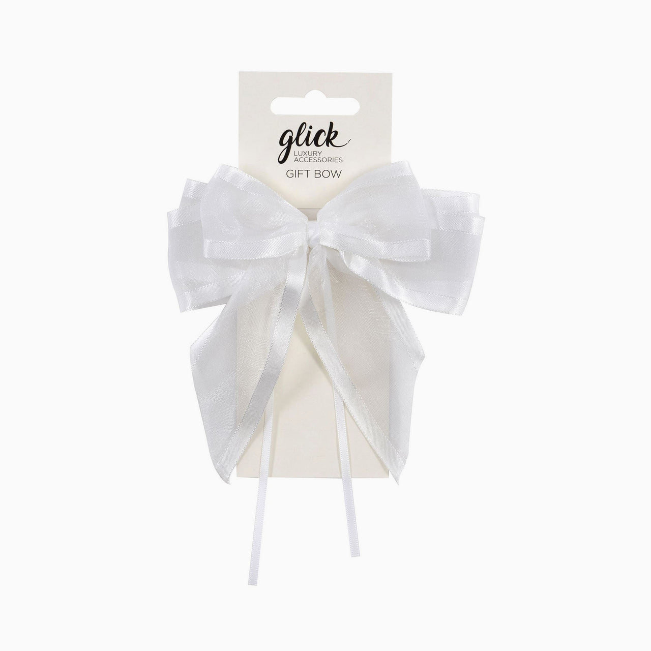 Bow-B0210 - White Satin Edge Ribbon Bow-Glick