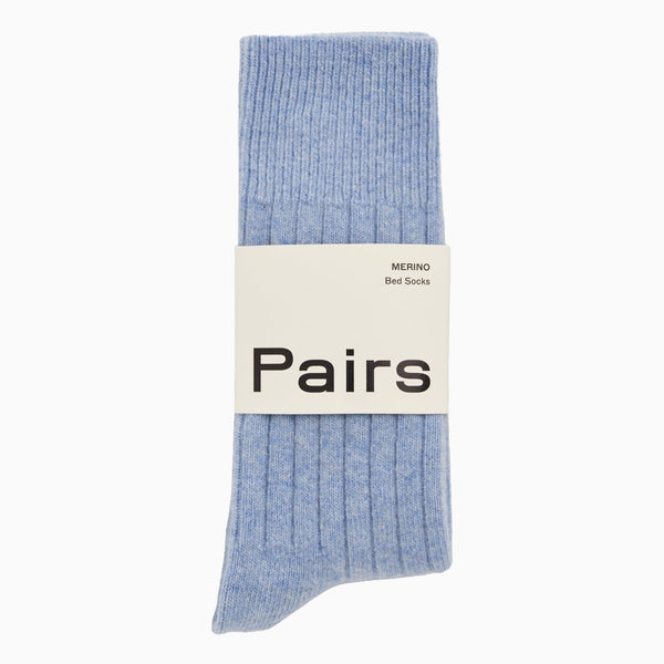 Socks-BEDWOLPBLL25 - Morning Blue Merino Bed Socks-Pairs Socks