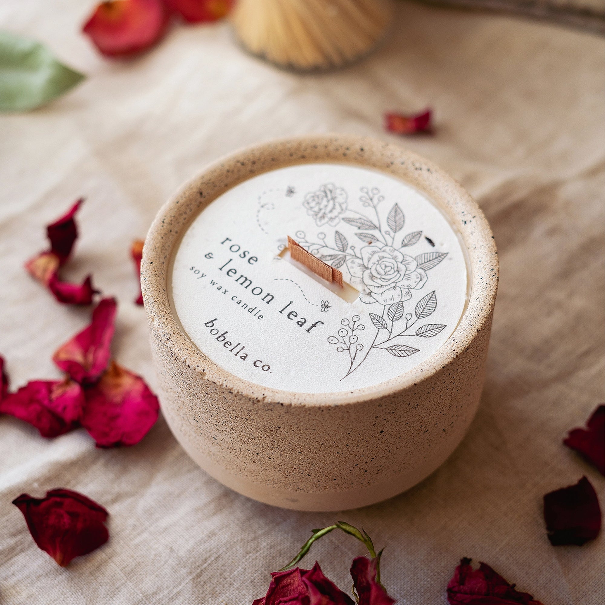 Candle-BOB04 - Rose & Lemon Leaf Soy Wax Candle-Bobella Co