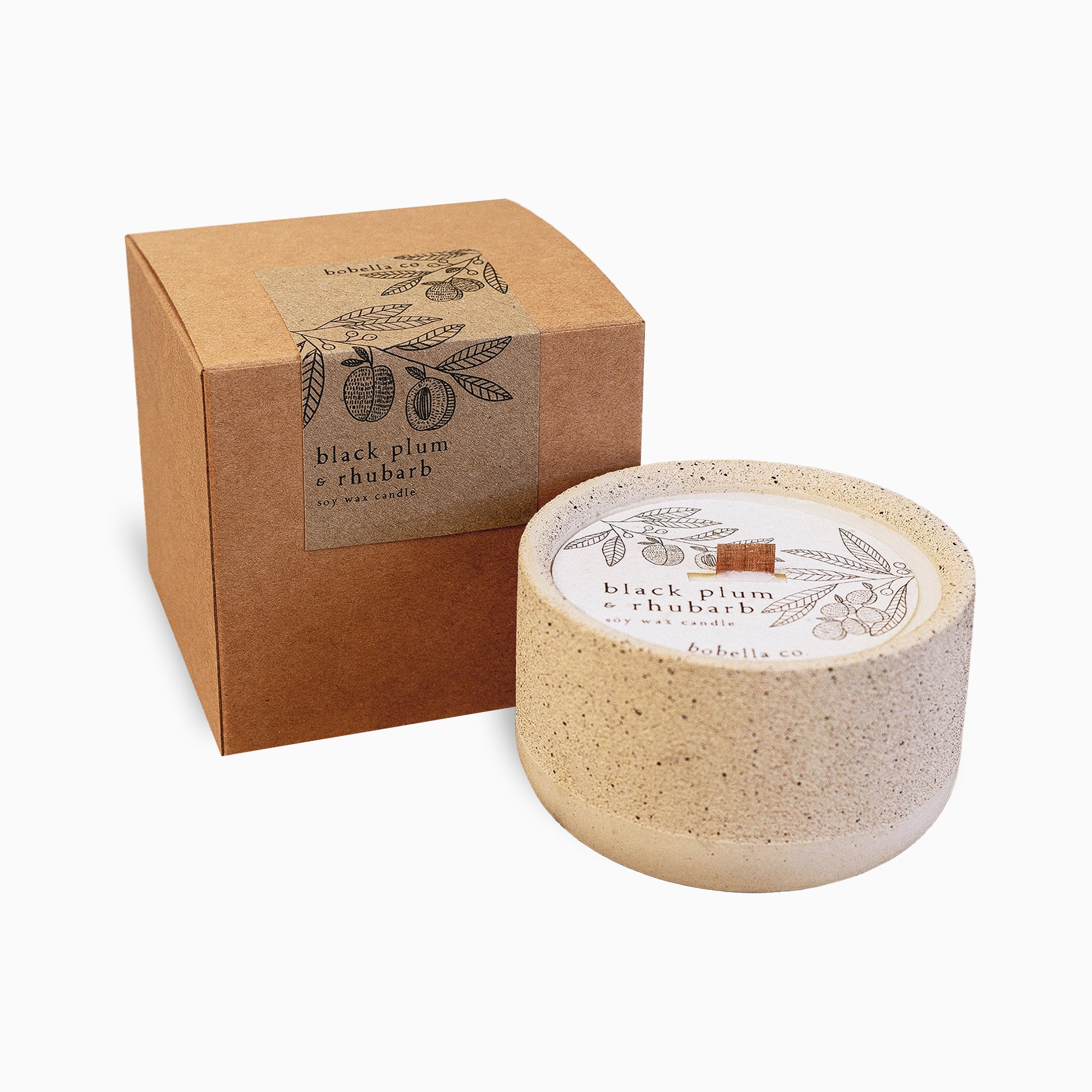 Candle-BOB05 - Black Plum & Rhubarb Soy Wax Candle-Bobella Co