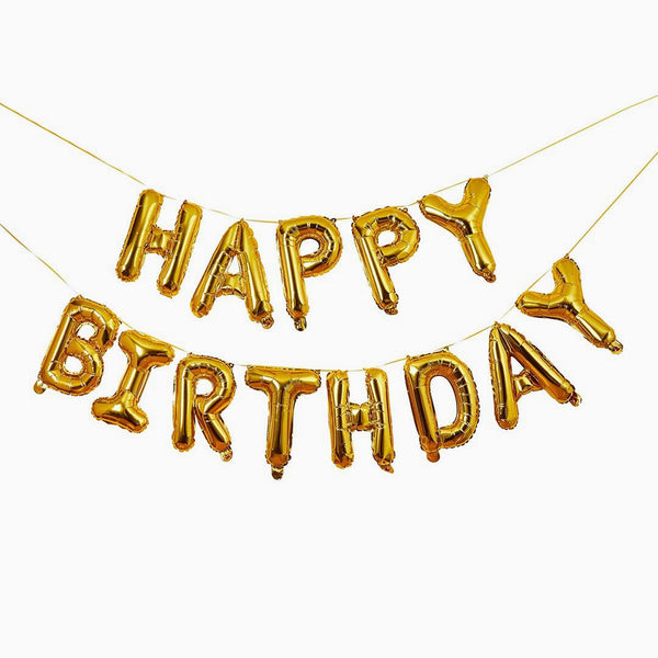 Balloon Bunting-HBGP160 - Gold Happy Birthday Balloon Bunting-Hootyballoo