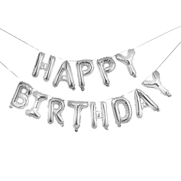 Balloon-HBGP161 - Silver 'Happy Birthday' Balloon Garland-Hootyballoo