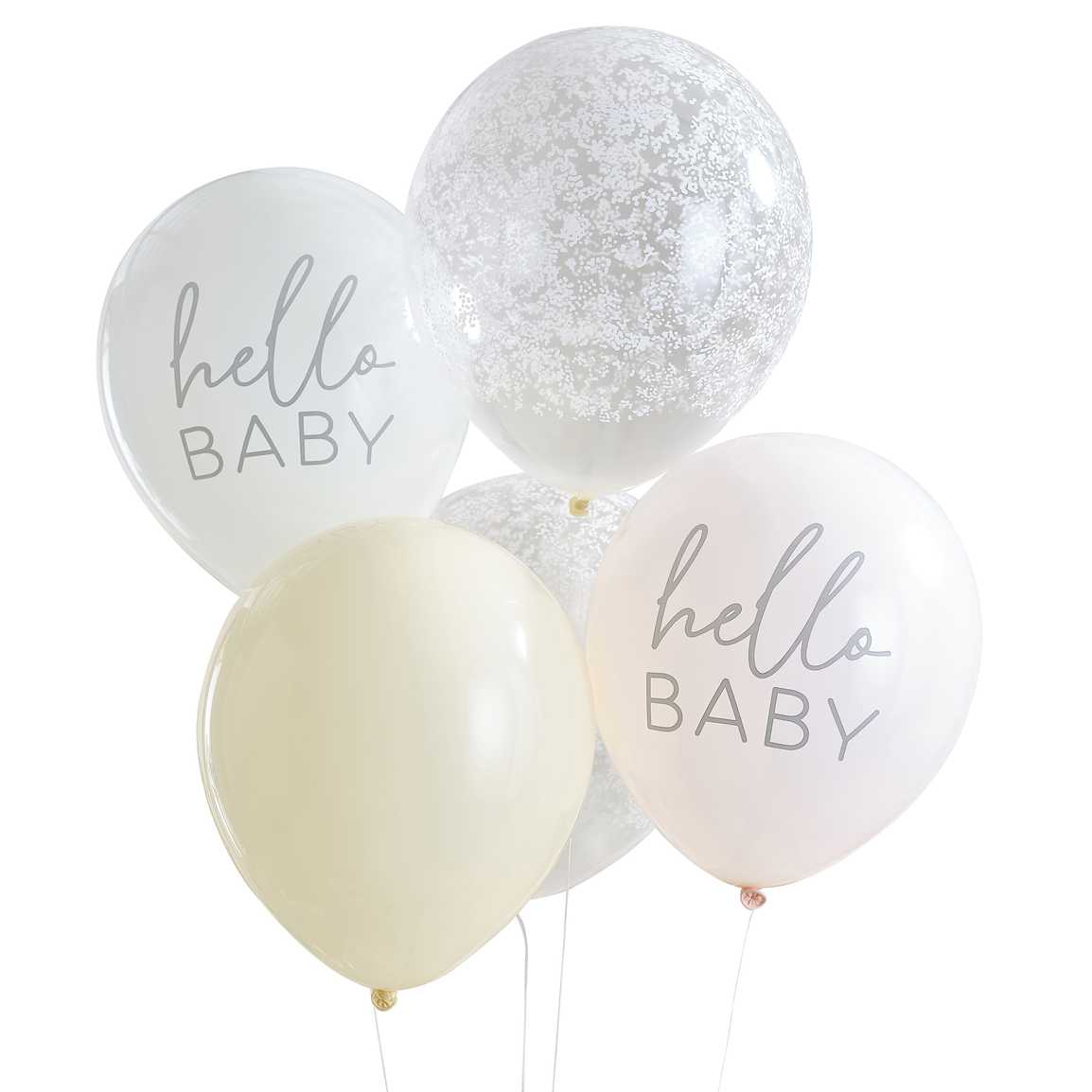 Balloon - FLB-116 - 'Hello Baby' Floral Baby Shower Balloons - Hello Baby Floral Baby Shower Balloon Bundle - Whistlefish