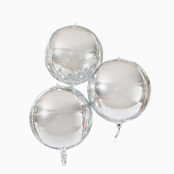 Balloons-HBDP116 - Silver Orb 15" Foil Balloons-Hootyballoo