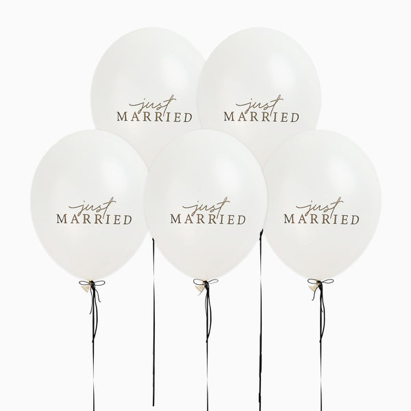 Balloons-HBMW104 - Just Married 12" Balloons-Hootyballoo