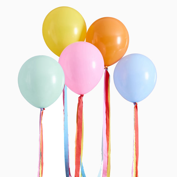 Balloons-HBPB105 - Bright Latex 12" Balloons & Tassel Tails-Hootyballoo