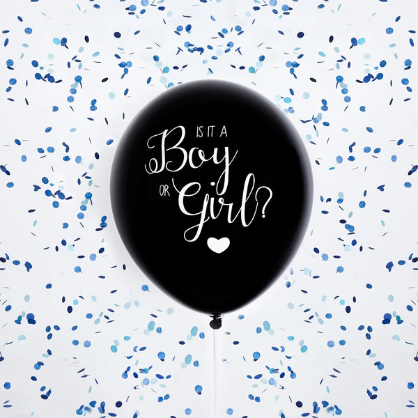 Balloon - J039BL - Blue & Black Gender Reveal Balloon - Blue And Black Gender Reveal Balloon - Whistlefish