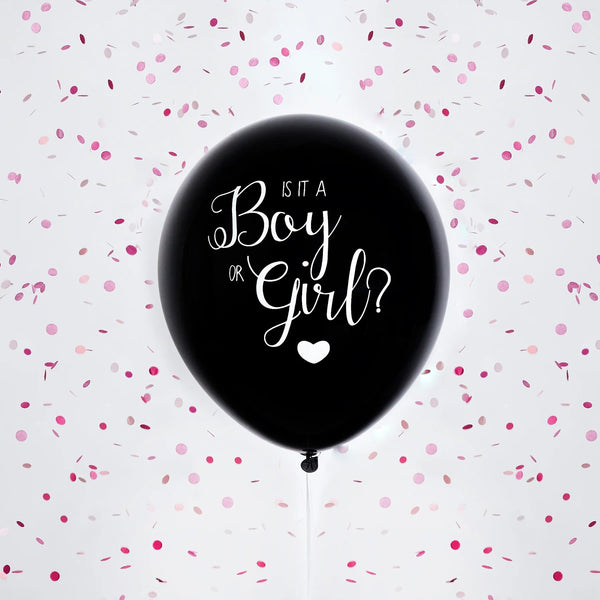 Balloon - J039PK - Pink & Black Gender Reveal Balloon - Pink And Black Gender Reveal Balloon - Whistlefish