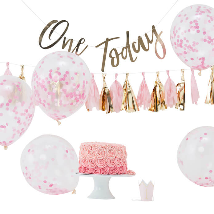 Balloons-PM-421 - Pink Baby Cake Smash 1st Birthday Kit-Whistlefish