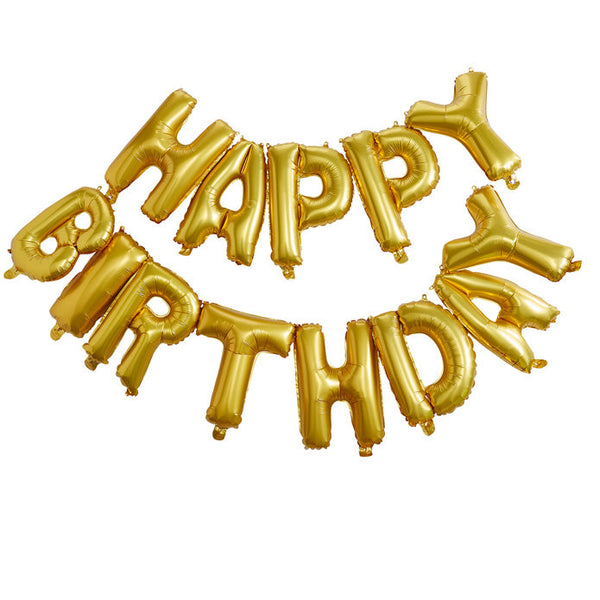 Balloon - PM-956 - Gold Happy Birthday Foil Balloon Bunting - Gold Happy Birthday Foil Balloon Bunting - Pick and Mix - Whistlefish