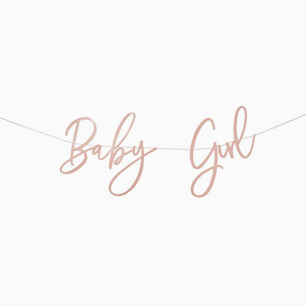 Banner-HBBS201 - Pink Baby Girl Card Banner-Hootyballoo