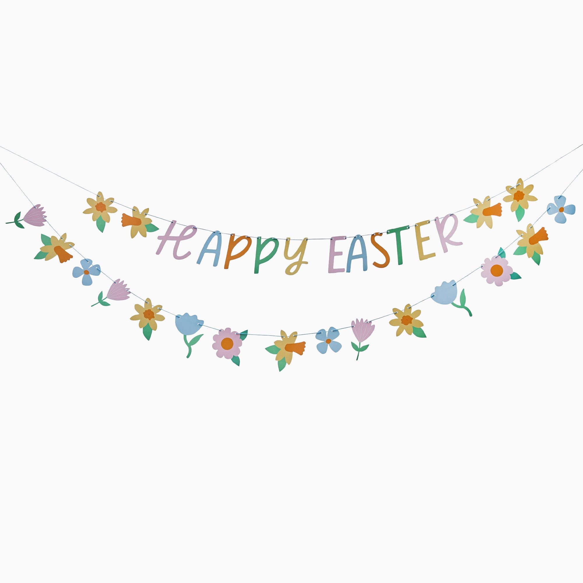Banner-HBEF100 - Floral Happy Easter Card Banner-Hootyballoo