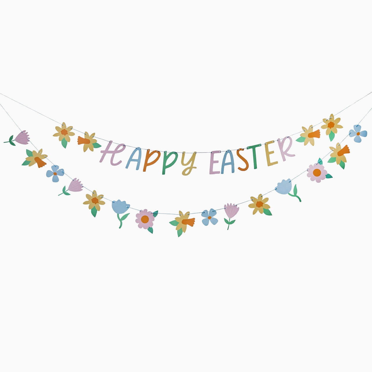 Banner-HBEF100 - Floral Happy Easter Card Banner-Hootyballoo