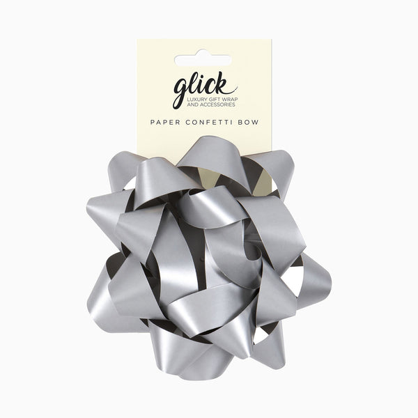Bow-BP05 - Large Silver Paper Confetti Bow-Glick