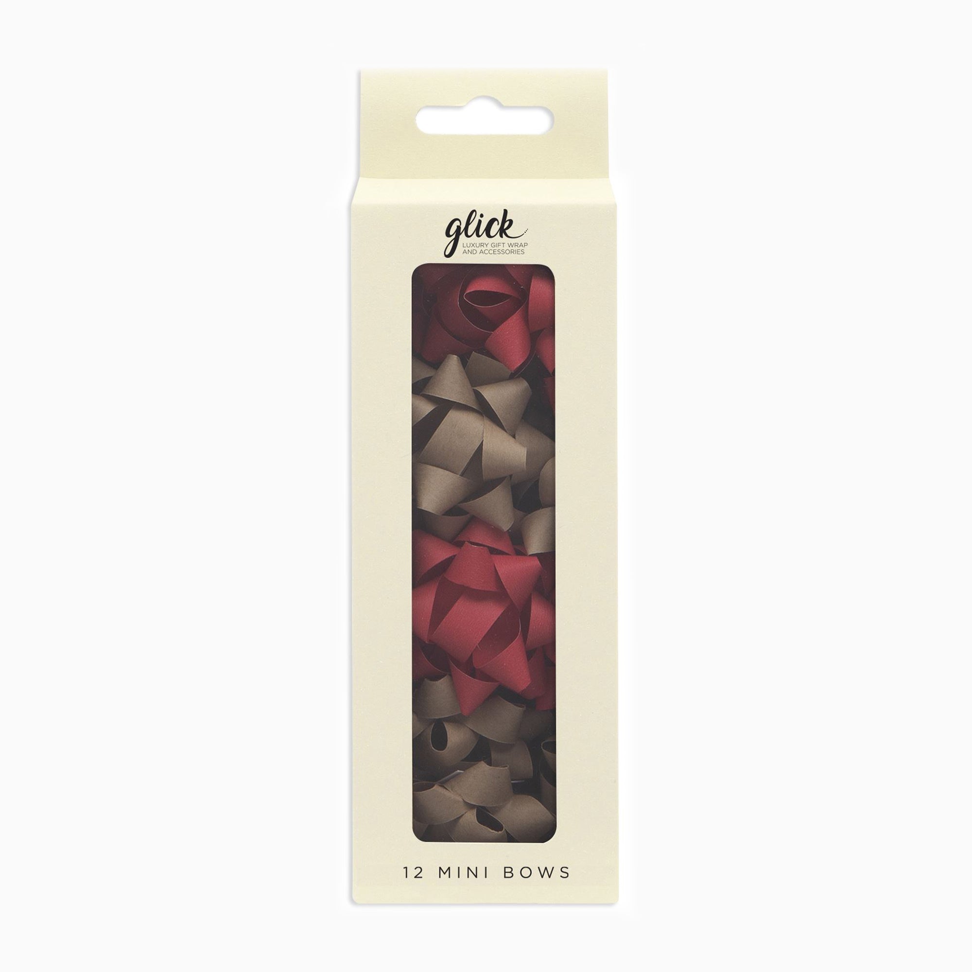 Bow-MBW01 - Kraft & Red Bow Set (12 Pack)-Glick