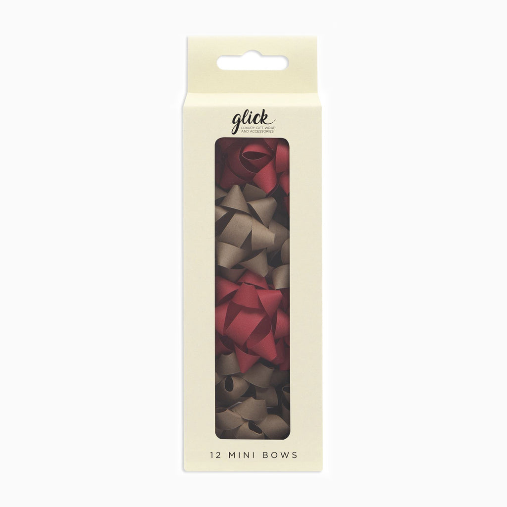 Bow-MBW01 - Kraft & Red Bow Set (12 Pack)-Glick