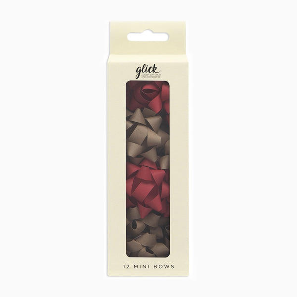 Bow-MBW01 - Kraft & Red Bow Set (12 Pack)-Glick