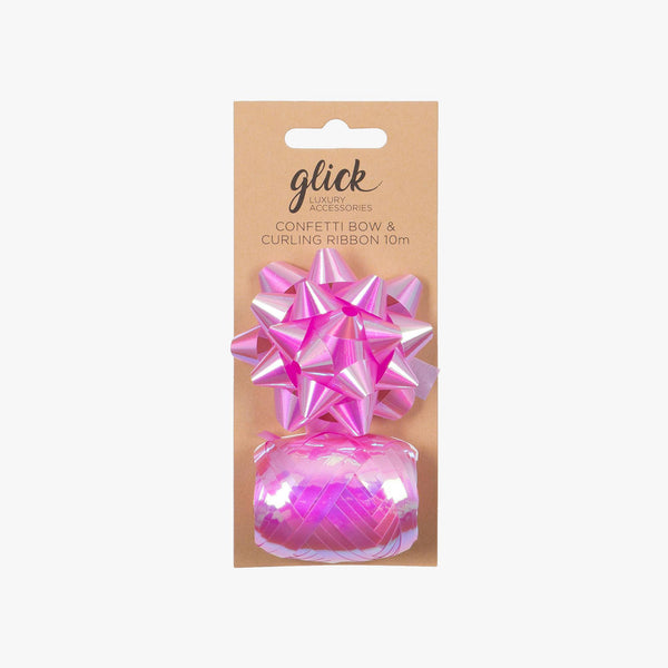 Bow & Ribbon-BKI31 - Iridescent Pink Bow & Ribbon Multipack-Glick