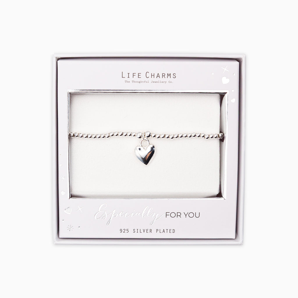 Bracelet-B01 - Silver Puffed Heart Bracelet-Whistlefish