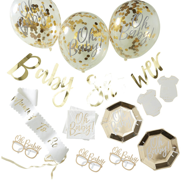 Bundle-OB-134 - Gold Baby Shower Party in a Box-Ginger Ray
