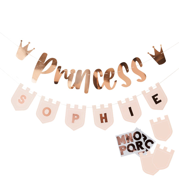 Bunting - HBLP100 - Princess Bunting With Personalised Flags - Princess Card Banner With Personalised Flags - Whistlefish