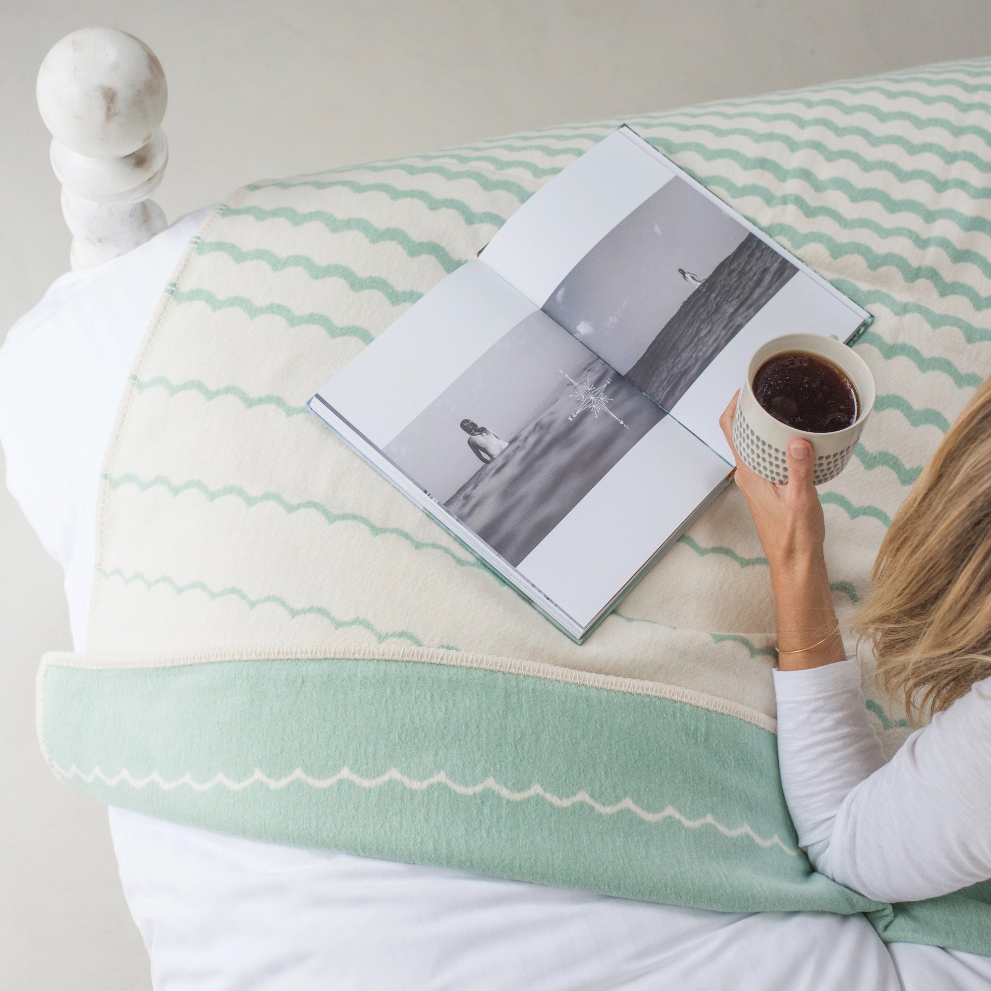 Recycled Cotton Blanket-CO-ST-SF - Seafoam Swell Recycled Cotton Blanket-Atlantic Blankets