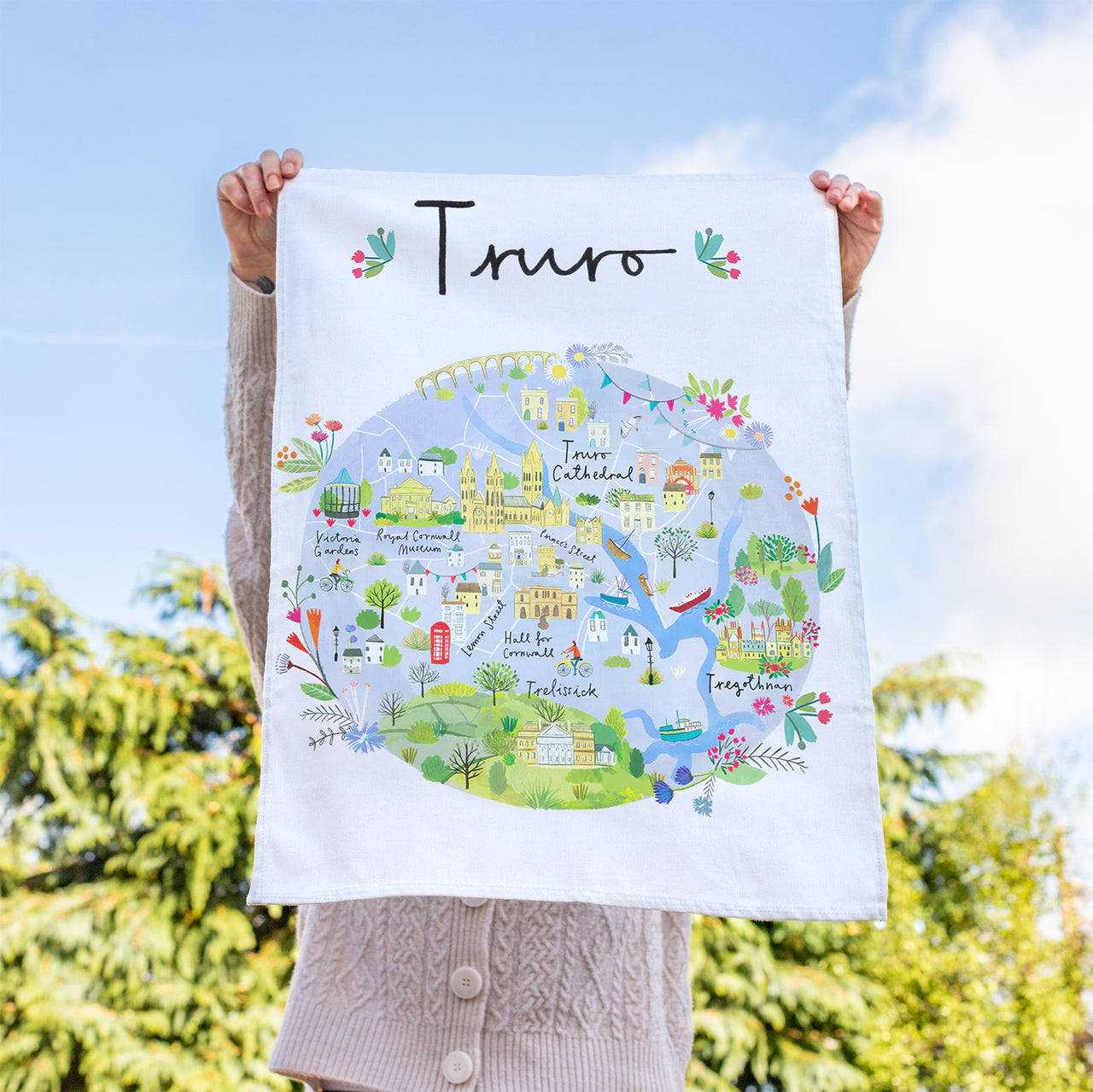 Tea Towel-CR20TT - Truro Map Tea Towel-Clair Rossiter