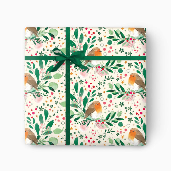 CWP005 - Garden Robins Christmas Wrapping Paper