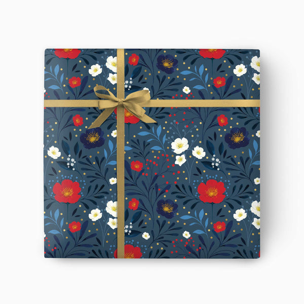 CWP011 - Berry Rose Navy Christmas Wrapping Paper