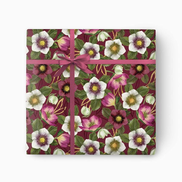 CWP012 - Winter Hellebores Christmas Wrapping Pape