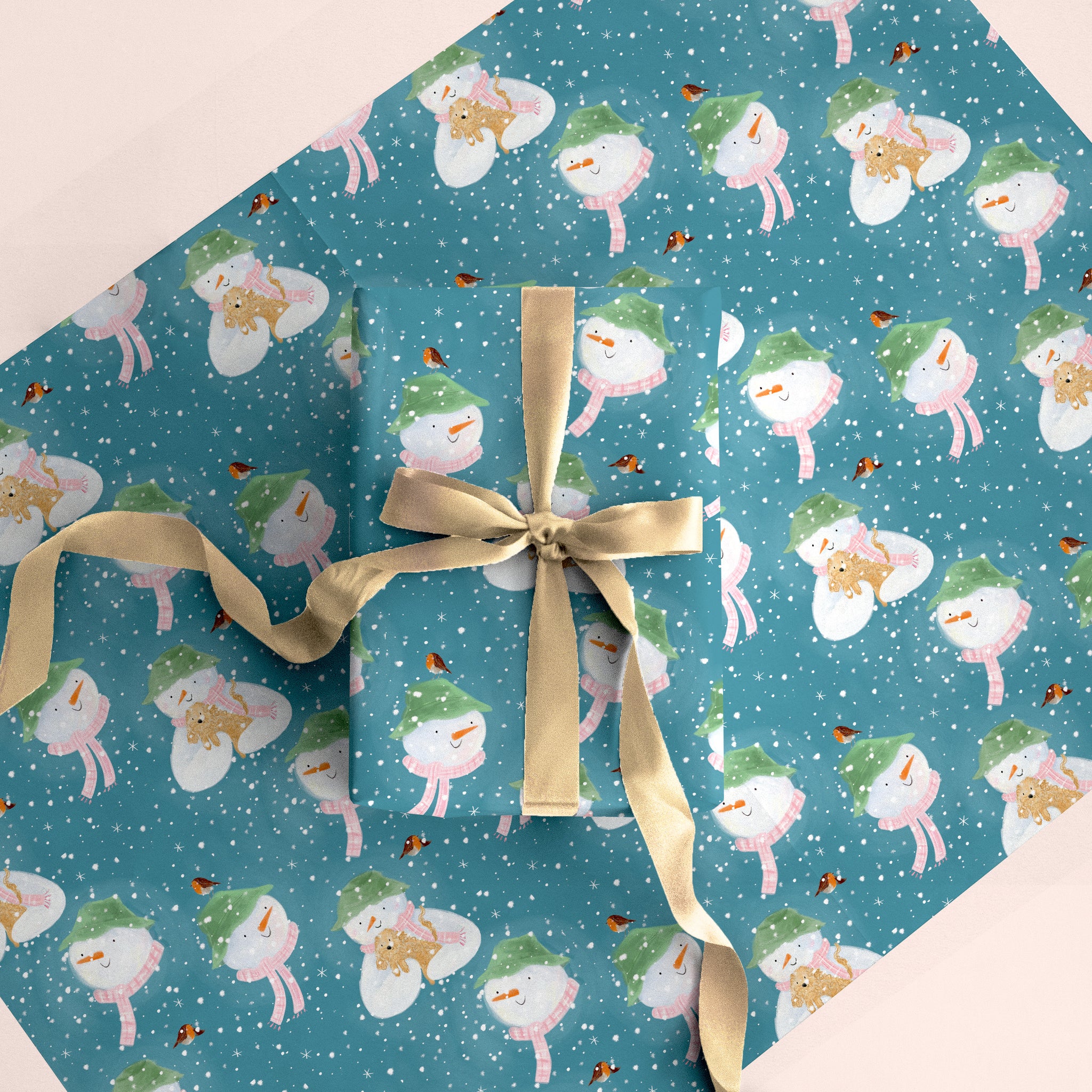 Scruffy&Snowman Christmas Wrapping Paper - Whistlefish