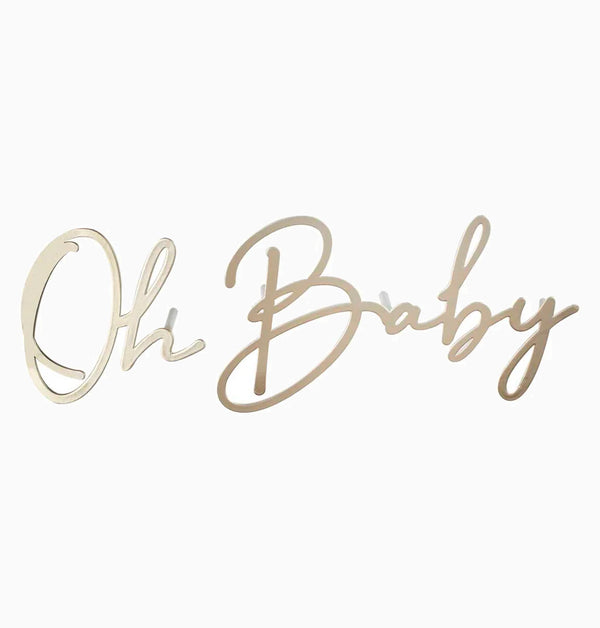Cake Topper-FLB-104 - Oh Baby Gold Baby Shower Cake Topper-Ginger Ray