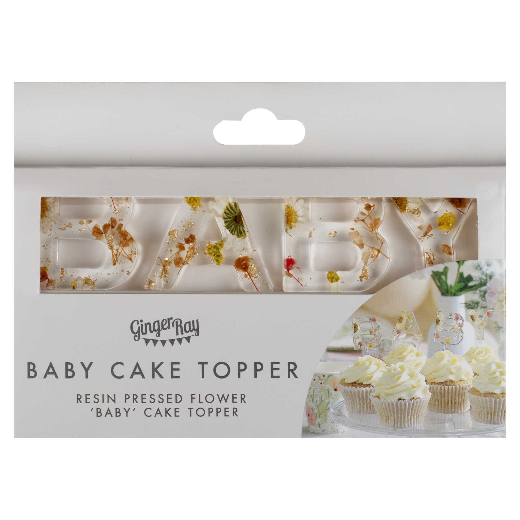 Cake Topper - FLB-105 - Pressed Flower Baby Shower Cake Topper - Pressed Flower Baby Shower Cake Topper - Whistlefish