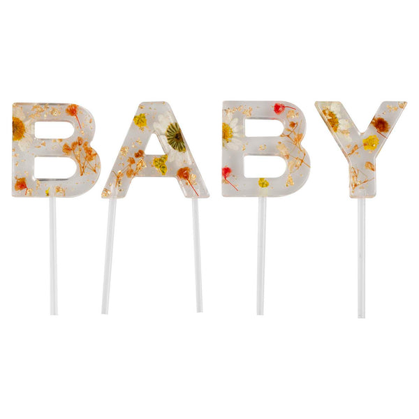 Cake Topper - FLB-105 - Pressed Flower Baby Shower Cake Topper - Pressed Flower Baby Shower Cake Topper - Whistlefish