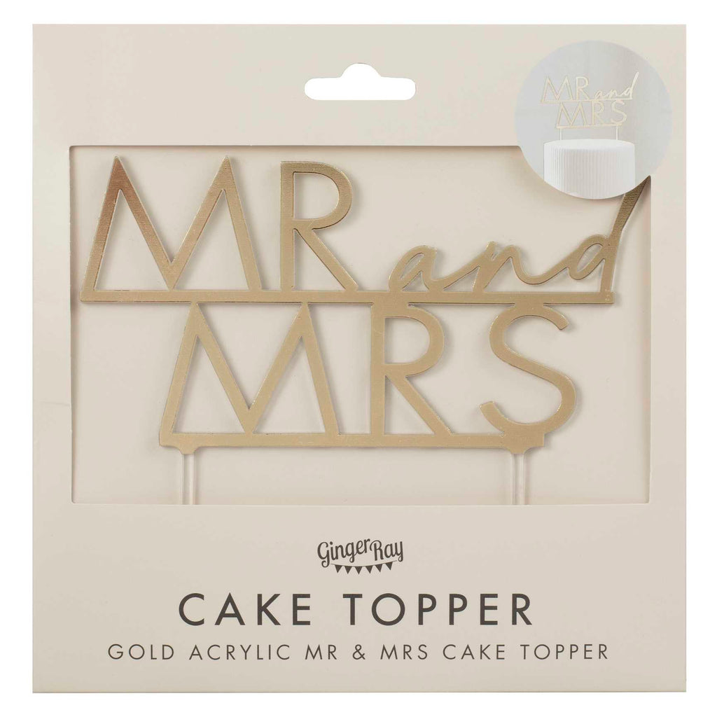 Cake Topper - ML-103 - Gold Acrylic Mr & Mrs Cake Topper - Gold Acrylic Mr & Mrs Cake Topper - Whistlefish