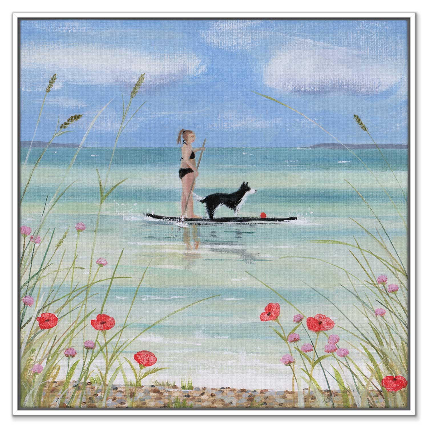 Canvas-HCC301F - Paddle Boarding Framed Canvas-Hannah Cole