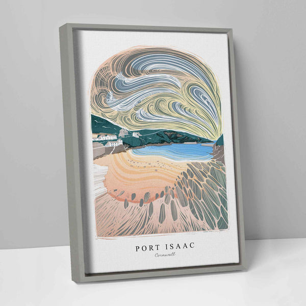 Framed Canvas - WFC129F - Port Isaac Arched Lino Framed Canvas - Port Isaac Arched Lino Large Framed Canvas - Whistlefish