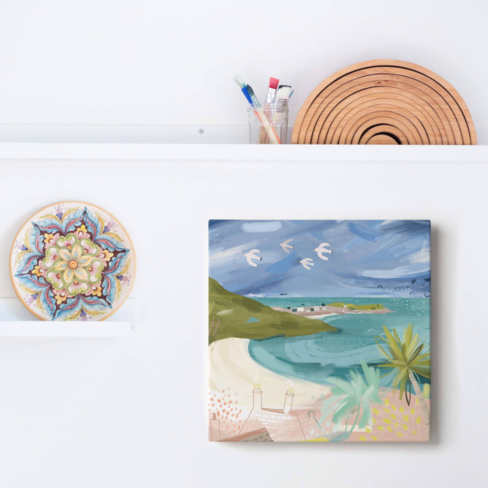 Canvas-WFC52 - Gulls over Carbis Bay Canvas-Whistlefish