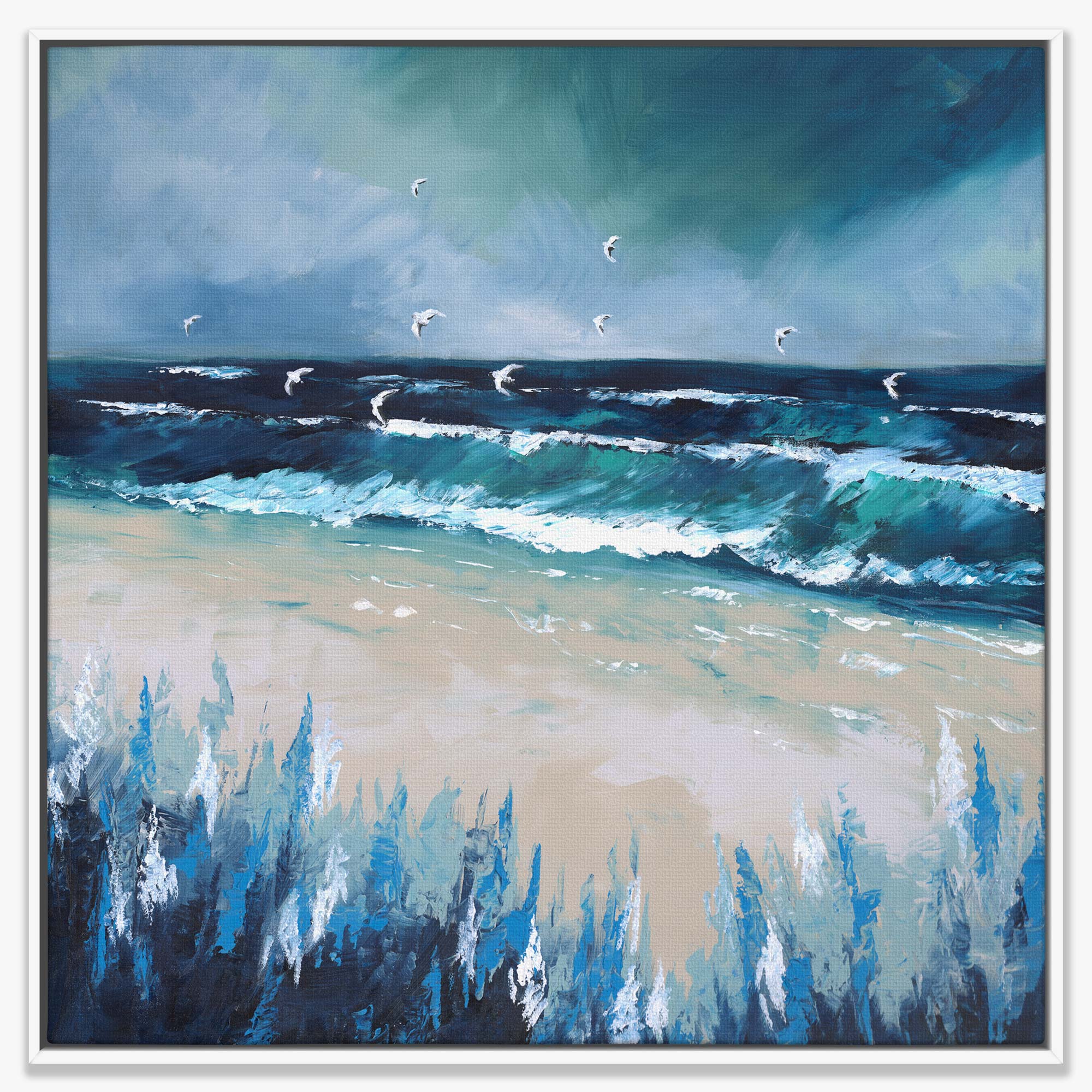 Canvas-WTC14F - Breaking Waves Large Framed Canvas-Will Thompson